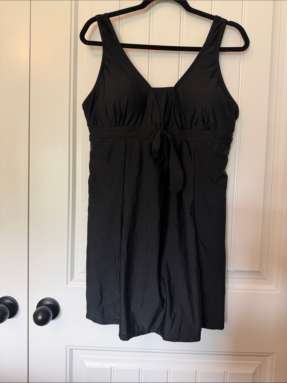 Classic Black Swimdress with Front Tie